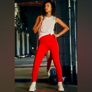 Free People Happiness Runs Leggings, Victory Red, Size XS/S